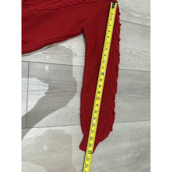 Vintage LL Bean Cardigan Cable Knit Sweater Wool Fisherman |. Red | Size 42 - L - Picture 12 of 14